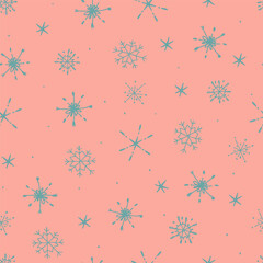 Seamless pattern with hand drawn snowflakes. Winter, Christmas, New Year concept. For wrapping paper and other surface design projects