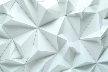 Modern 3D white geometric interior texture with triangles.