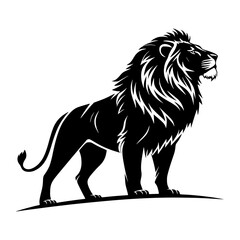 Majestic Lion Silhouette: Strength and Elegance in Black and White