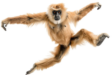 Obraz premium Hyperrealistic Gibbon Isolated on Pure White Background for Wildlife and Nature Themed Projects