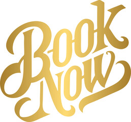 Book now golden lettering