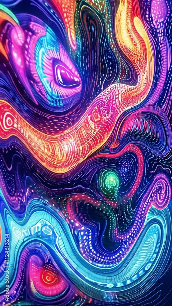 Poster vibrant abstract swirls: a mesmerizing digital artwork featuring vibrant, swirling colors and patter