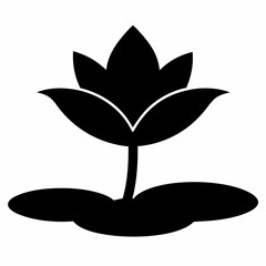 Black Silhouette Pond Lily Vector Art
