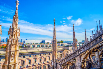 The iconic forest of spires on Milan Cathedral, Italy