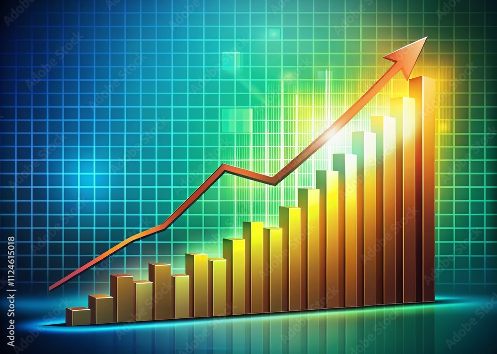 Poster a dynamic graph illustrating steady growth, perfectly positioned on the right side with ample copy s
