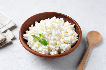 Cottage cheese, farmers cheese in bowl