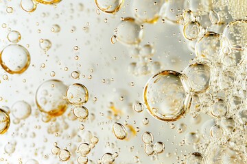 real champaign bubbles on a white background