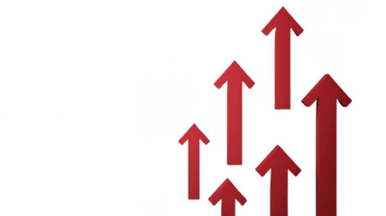 A row of red arrows pointing upward