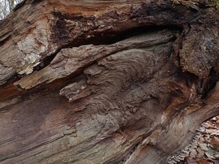 Background of old broken wood. Structure of old wood broken in half.