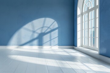 White and blue studio backdrop for product presentation.