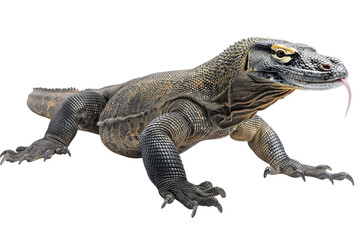Hyperrealistic Komodo Dragon Isolated on Pure White Background for Educational and Creative Projects