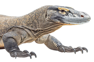 Obraz premium Hyperrealistic Side Profile of a Komodo Dragon Demonstrating Its Power and Majesty for Wildlife Illustration and Educational Purposes