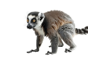 Obraz premium Hyperrealistic Lemur Isolated on a Pure White Background Perfect for Nature and Wildlife Illustrations