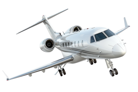 Hyperrealistic Luxury Private Jet Isolated on Pure White Background for High-End Advertising and Marketing Purposes
