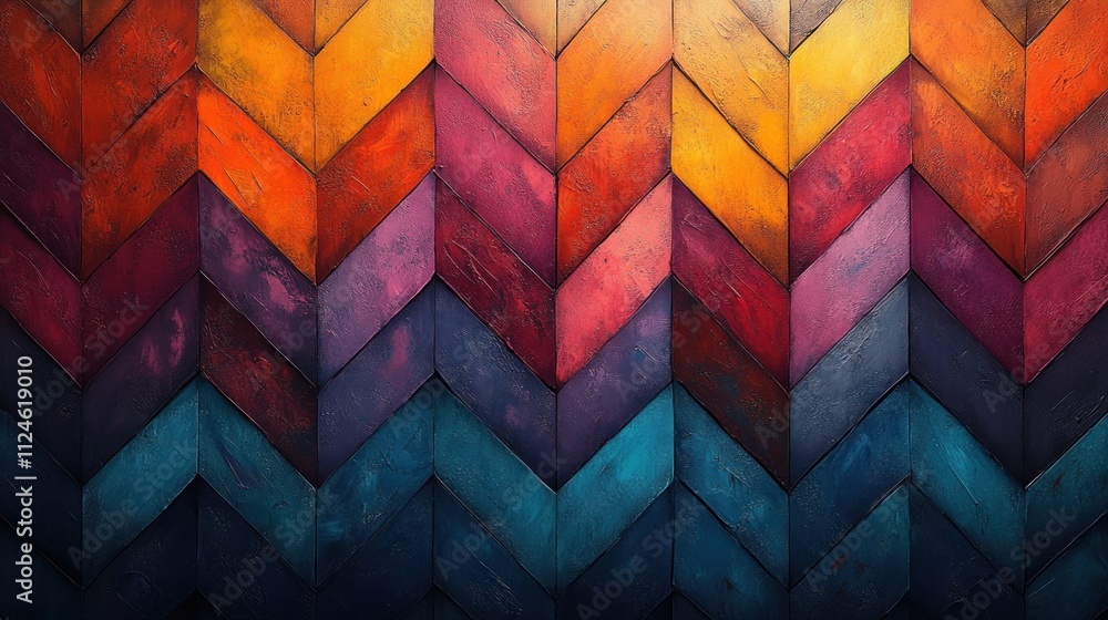 Poster vibrant chevron pattern in bright colors abstract background