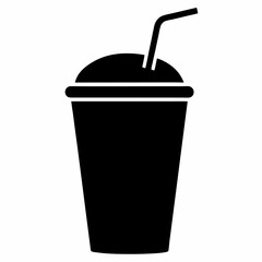 Black Silhouette Smoothie Cup Vector Art Illustration