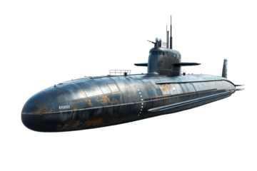 Hyperrealistic Nuclear Submarine Isolated on White Background for Military and Technology Illustrations