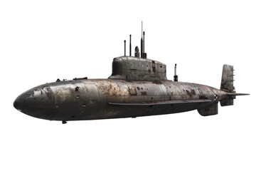 Hyperrealistic Nuclear Submarine Isolated on White Background Ideal for Military and Technological Illustrations and Publications