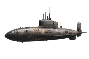 Hyperrealistic Nuclear Submarine Isolated on White Background Ideal for Military and Technological Illustrations and Publications
