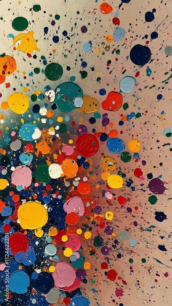Aufkleber colorful abstract paint splatter: a vibrant and energetic canvas of paint splatters bursts with colo