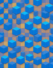 Obraz premium Png background with blue cube patterns, pop art