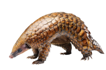 Hyperrealistic Pangolin Standing on Hind Legs Isolated Against a Clean Background for Wildlife Education and Conservation Themes