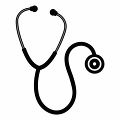 Black Silhouette Stethoscope Vector Illustration