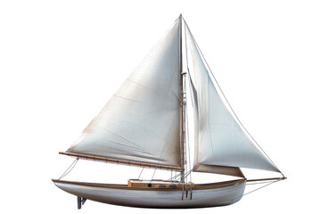 A hyperrealistic sailboat beautifully isolated on a pure white background ideal for a variety of design and marketing uses.