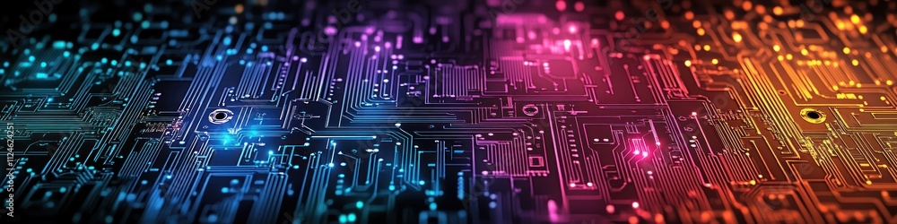 Aufkleber futuristic colorful circuit board design abstract patterns