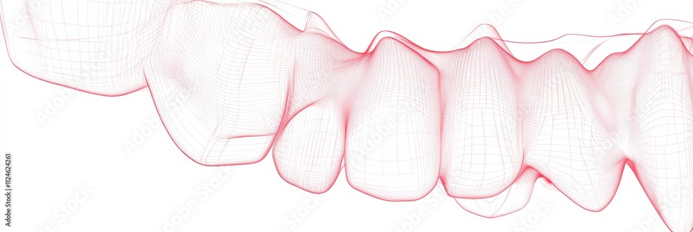 Poster professional drawing of a dental arch that combines minimalism and clarity, featuring space for addi