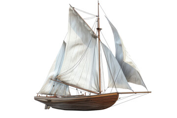 A Hyperrealistic Side View of a Sailboat with Billowing Sails Captured Against a Scenic Background for Nautical Illustrations