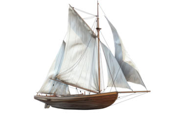 A Hyperrealistic Side View of a Sailboat with Billowing Sails Captured Against a Scenic Background for Nautical Illustrations
