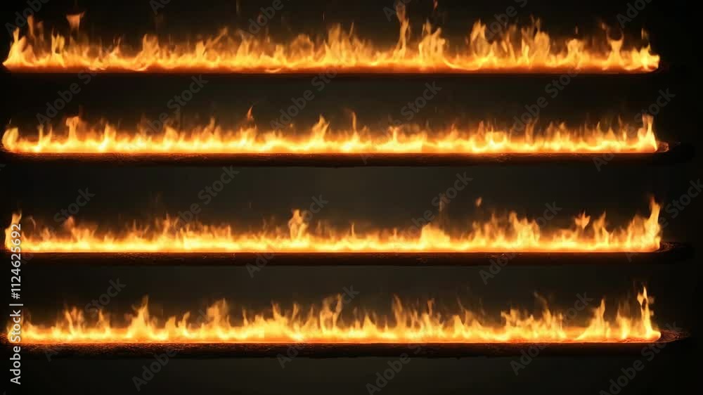 Poster flames create a dynamic visual display against a dark background showcasing energy and movement in a