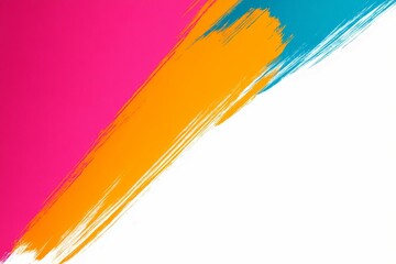 Obraz premium A pink, orange, and blue brush stroke on a white background