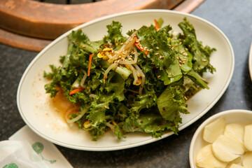 lettuce salad seasoned with soy sauce. Korea food