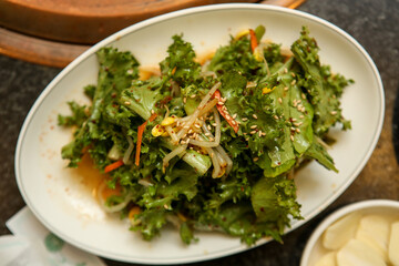 lettuce salad seasoned with soy sauce. Korea food