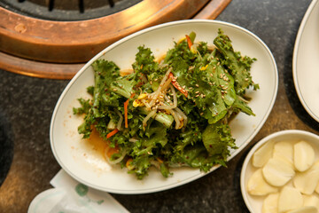 lettuce salad seasoned with soy sauce. Korea food