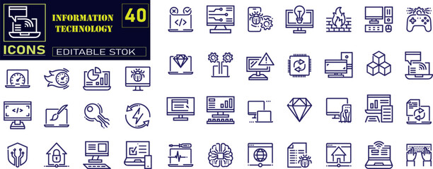 Information technology icon collection. Internet, digital data icons .