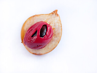  Myristica fragrans or slice of nutmeg 