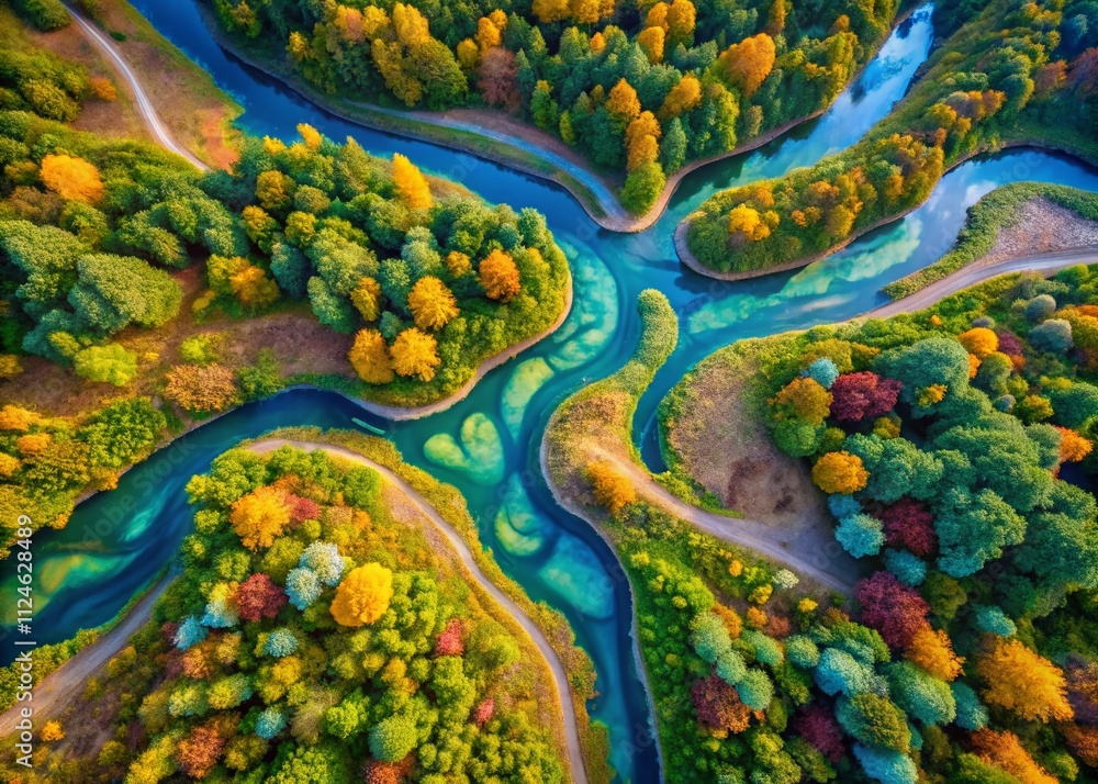 Poster aerial view of abstract harmony showcasing flowing lines and soft curves, emphasizing beauty and gra
