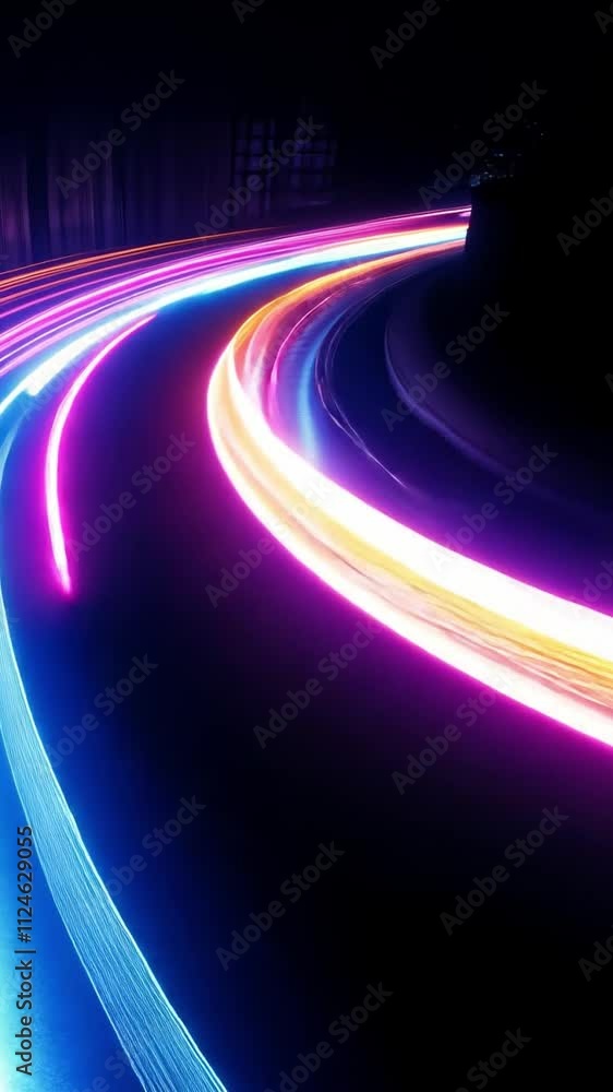 Aufkleber neon city lights: an abstract and mesmerizing display of colorful streaks of light, creating a dynam