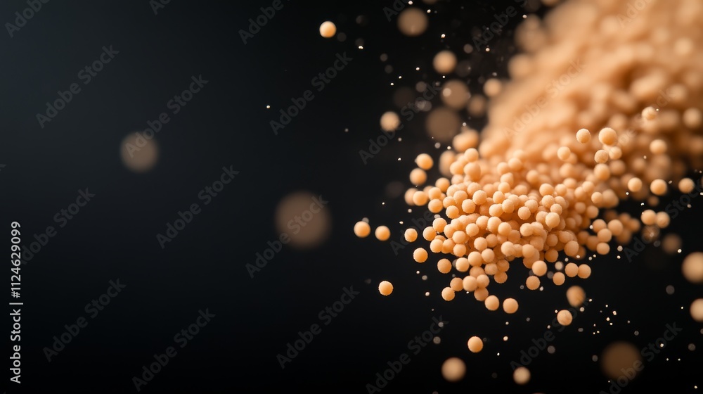 Poster golden particles dance in the air, casting a gentle glow against a dark backdrop. this arrangement c