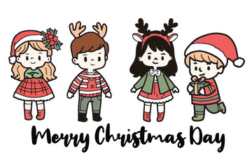Cute  Christmas Cute hand-drawn Elements Illustration cards
