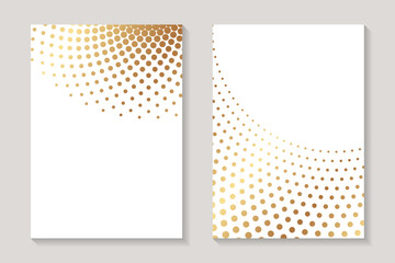 Modern geometric luxury white backgrounds for business or greeting cards with golden geometric half tone art.