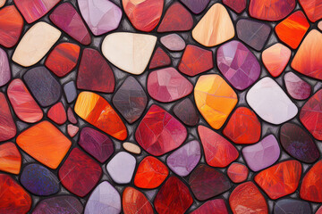 Colorful abstract stone texture featuring vibrant red, orange, and purple hues, creating visually striking pattern. Ideal for backgrounds or artistic projects