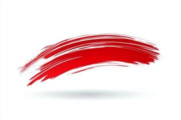 A red brush stroke on a white background