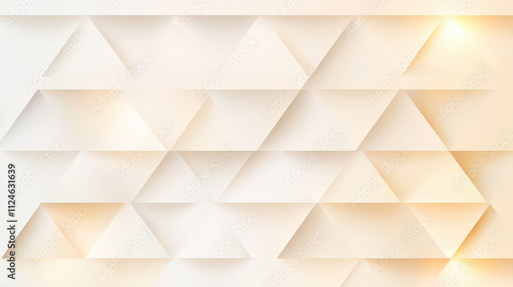 Poster abstract geometric background with layered triangles in soft tones, creating modern and minimalistic