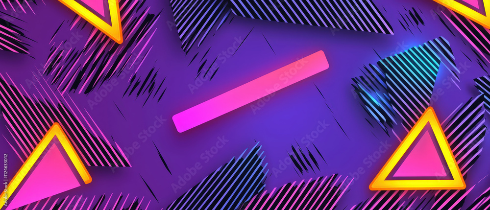 Aufkleber dynamic geometric background with sharp overlaps, featuring vibrant colors and neon elements. design