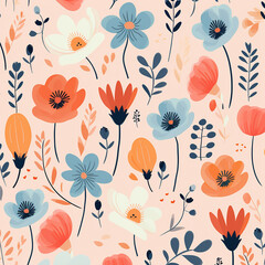 Wildflowers, soft, pattern with flowers, wallpaper.
