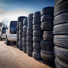 Obraz premium stack of old tires